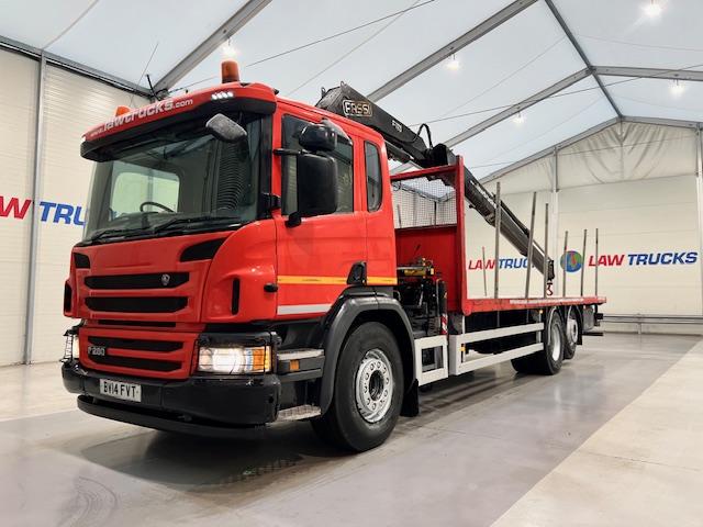 Scania P280 6×2 Rear Lift Flatbed with Crane