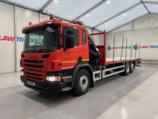Scania P280 6×2 Rear Lift Flatbed with Crane