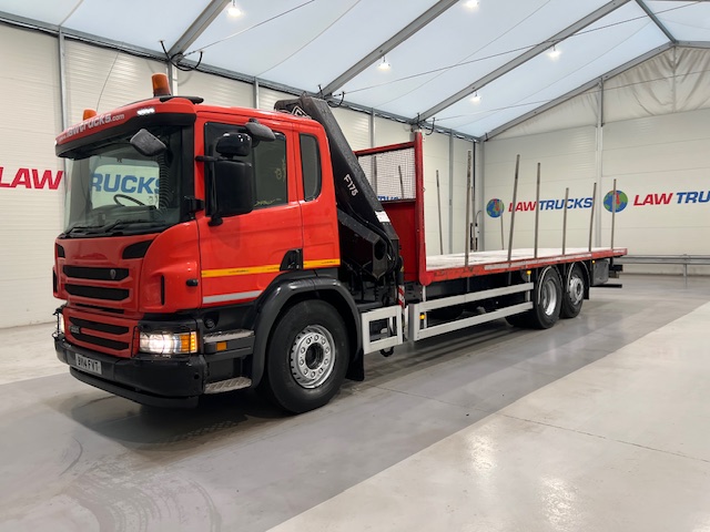 Scania P280 6×2 Rear Lift Flatbed with Crane