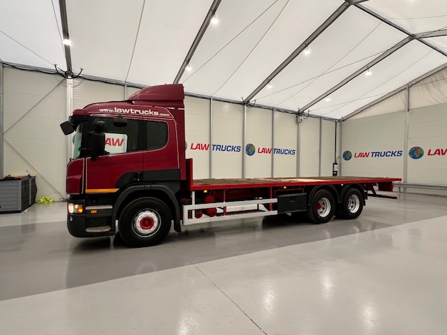 Scania P380 6×2 10 Tyre Rear Lift Sleeper Cab Flatbed