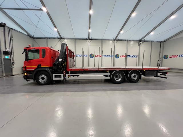 Scania P280 6×2 Rear Lift Flatbed with Crane