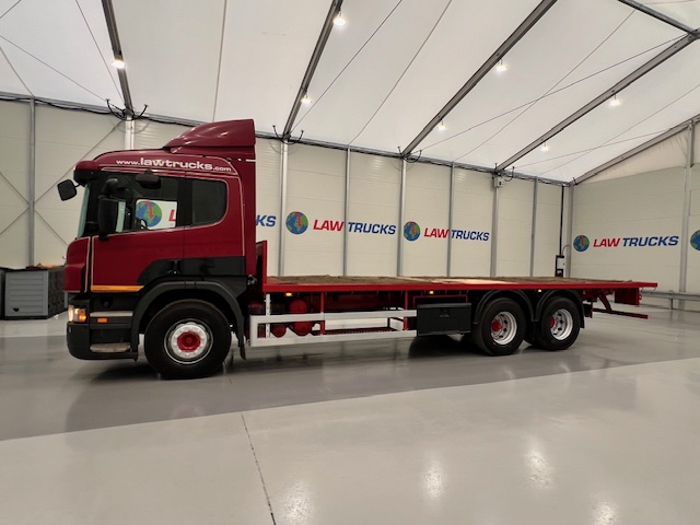 Scania P380 6×2 10 Tyre Rear Lift Sleeper Cab Flatbed