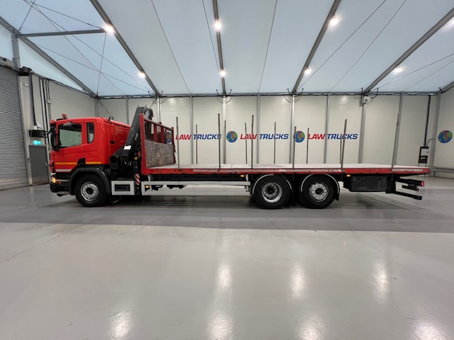 Scania P280 6×2 Rear Lift Flatbed with Crane