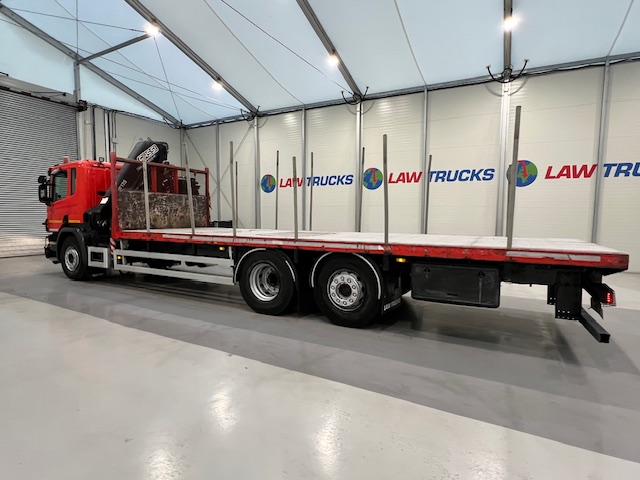 Scania P280 6×2 Rear Lift Flatbed with Crane