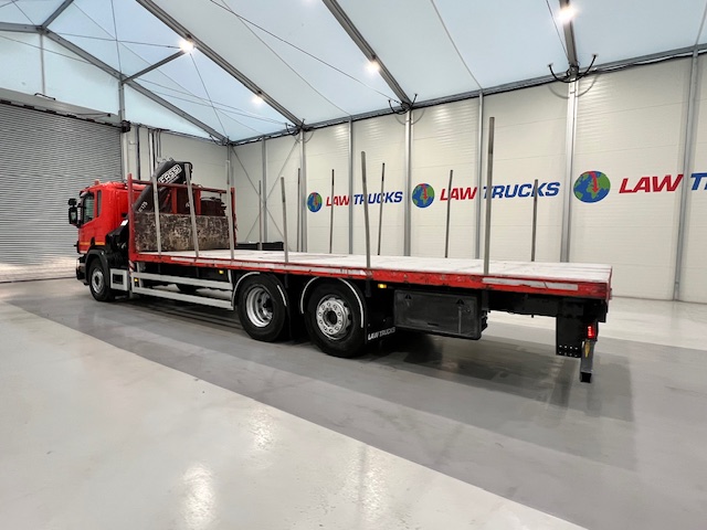 Scania P280 6×2 Rear Lift Flatbed with Crane