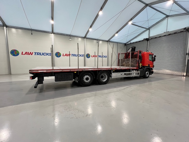 Scania P280 6×2 Rear Lift Flatbed with Crane