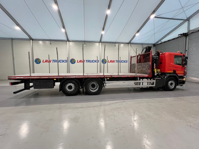 Scania P280 6×2 Rear Lift Flatbed with Crane