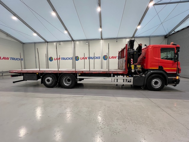 Scania P280 6×2 Rear Lift Flatbed with Crane