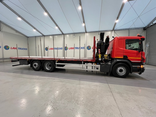 Scania P280 6×2 Rear Lift Flatbed with Crane