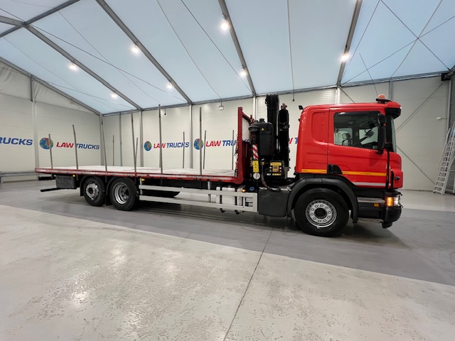 Scania P280 6×2 Rear Lift Flatbed with Crane