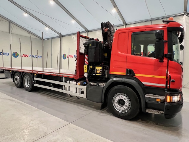 Scania P280 6×2 Rear Lift Flatbed with Crane