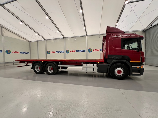 Scania P380 6×2 10 Tyre Rear Lift Sleeper Cab Flatbed