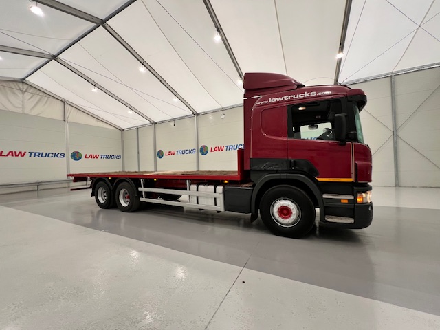 Scania P380 6×2 10 Tyre Rear Lift Sleeper Cab Flatbed