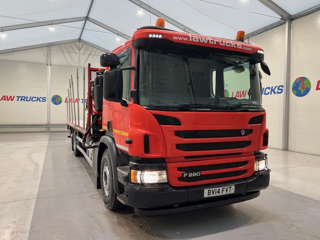 Scania P280 6×2 Rear Lift Flatbed with Crane
