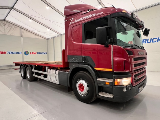 Scania P380 6×2 10 Tyre Rear Lift Sleeper Cab Flatbed