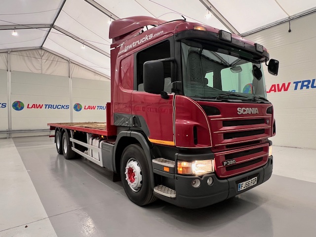 Scania P380 6×2 10 Tyre Rear Lift Sleeper Cab Flatbed