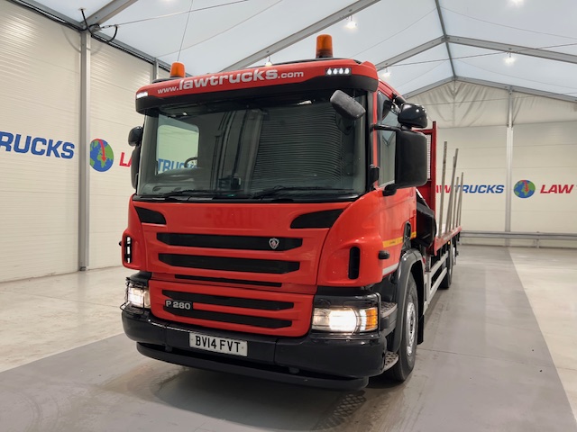 Scania P280 6×2 Rear Lift Flatbed with Crane