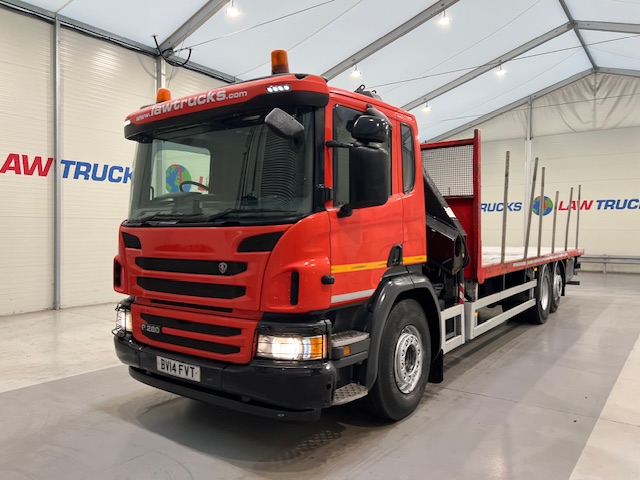 Scania P280 6×2 Rear Lift Flatbed with Crane