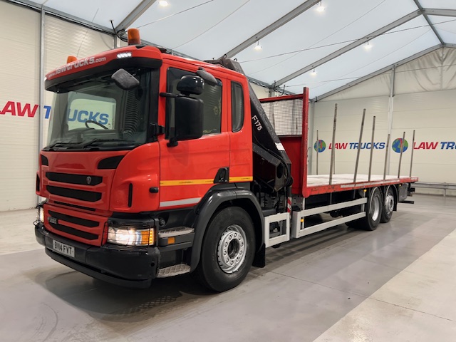Scania P280 6×2 Rear Lift Flatbed with Crane