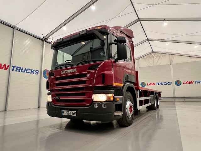 Scania P380 6×2 10 Tyre Rear Lift Sleeper Cab Flatbed