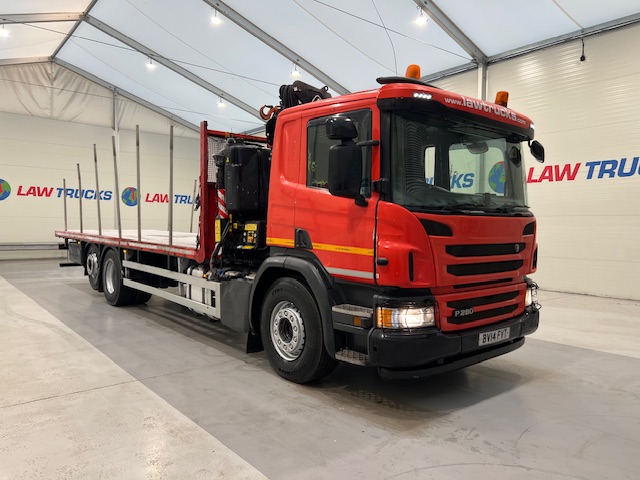 Scania P280 6×2 Rear Lift Flatbed with Crane