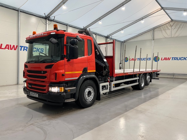 Scania P280 6×2 Rear Lift Flatbed with Crane