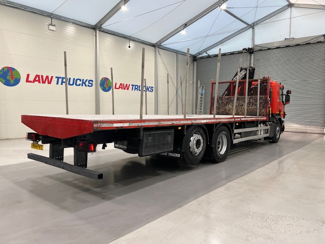 Scania P280 6×2 Rear Lift Flatbed with Crane