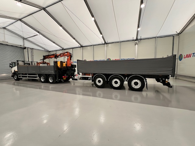 Scania P270 6×2 10 Tyre Flatbed Drawbar Brick Grab