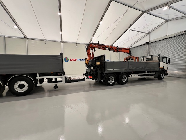 Scania P270 6×2 10 Tyre Flatbed Drawbar Brick Grab